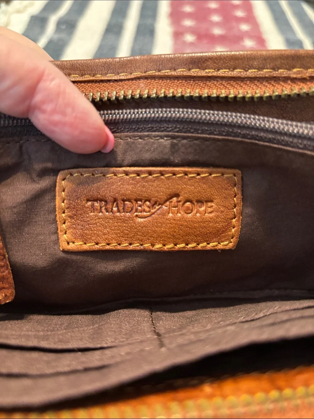 Trades of Hope Woven Leather Wristlet Wallet in Brown